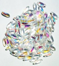 100 3x11mm Transparent Crystal AB Dagger Beads